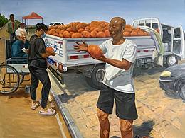 油画创作《这瓜保熟吗？》