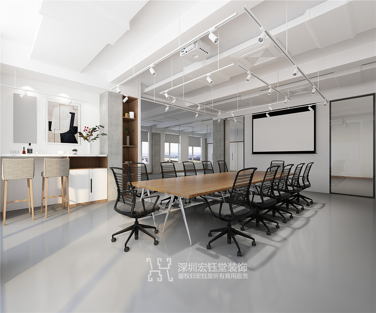 北欧600平米办公室设计案例_效果图-温馨北欧风办公室设计-意辰装饰