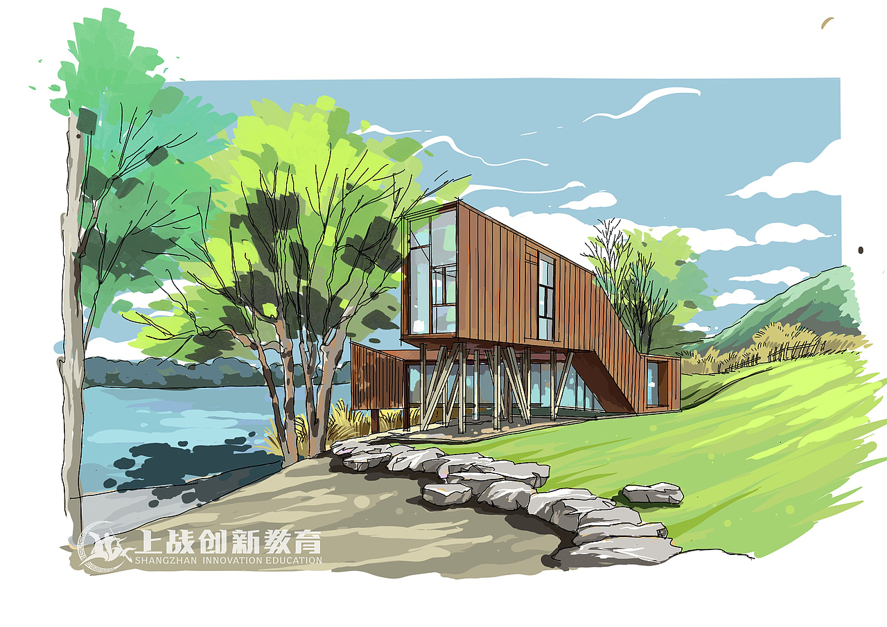 【上战手绘作品分享】田苹老师ipad建筑图（图ZMTk4NzM0OTg0） - 建筑设计 - 站酷设计师上战创意手绘原创素材 - 站酷ZCOOL