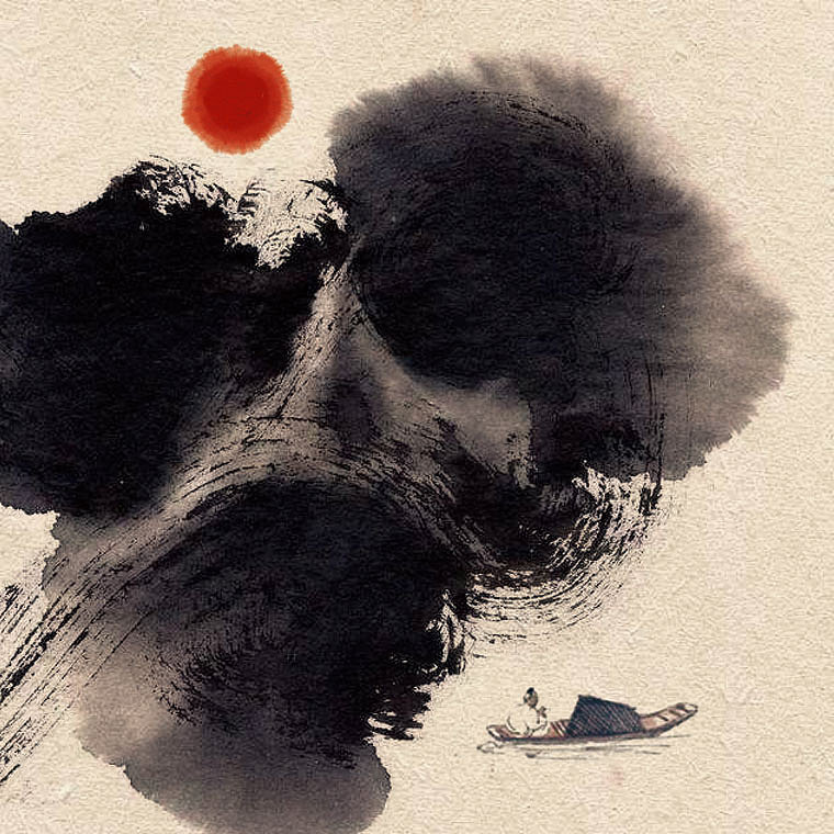 一日一山一舟，极简的水墨山水画（图ZMTk1MDQxODky） - 绘画 - 站酷设计师创e派原创素材 - 站酷ZCOOL