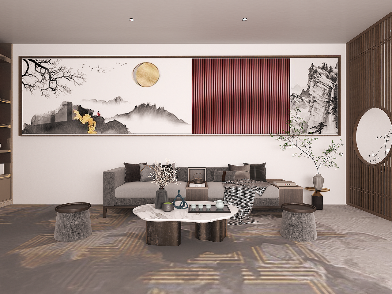 新中式办公室（图ZMjUyMDkyMTk2） - 家装设计 - 站酷设计师石方原创素材 - 站酷ZCOOL