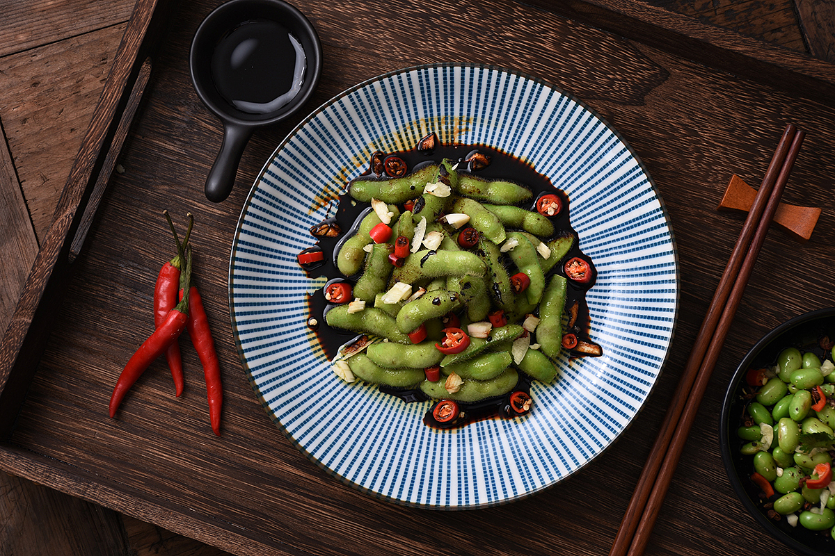 凉拌嫩豆豆美食摄影