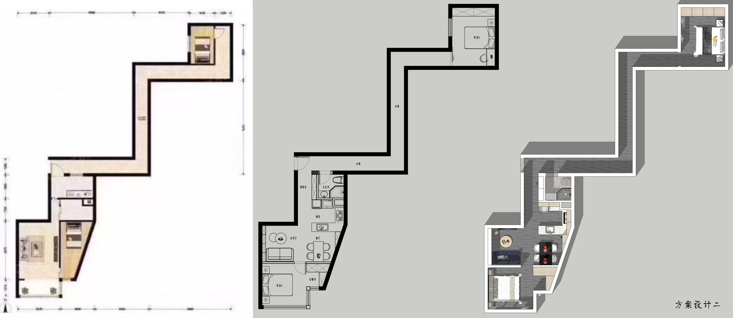 网红户型——"两室一厅一厨一卫一跑道"探究概念设计