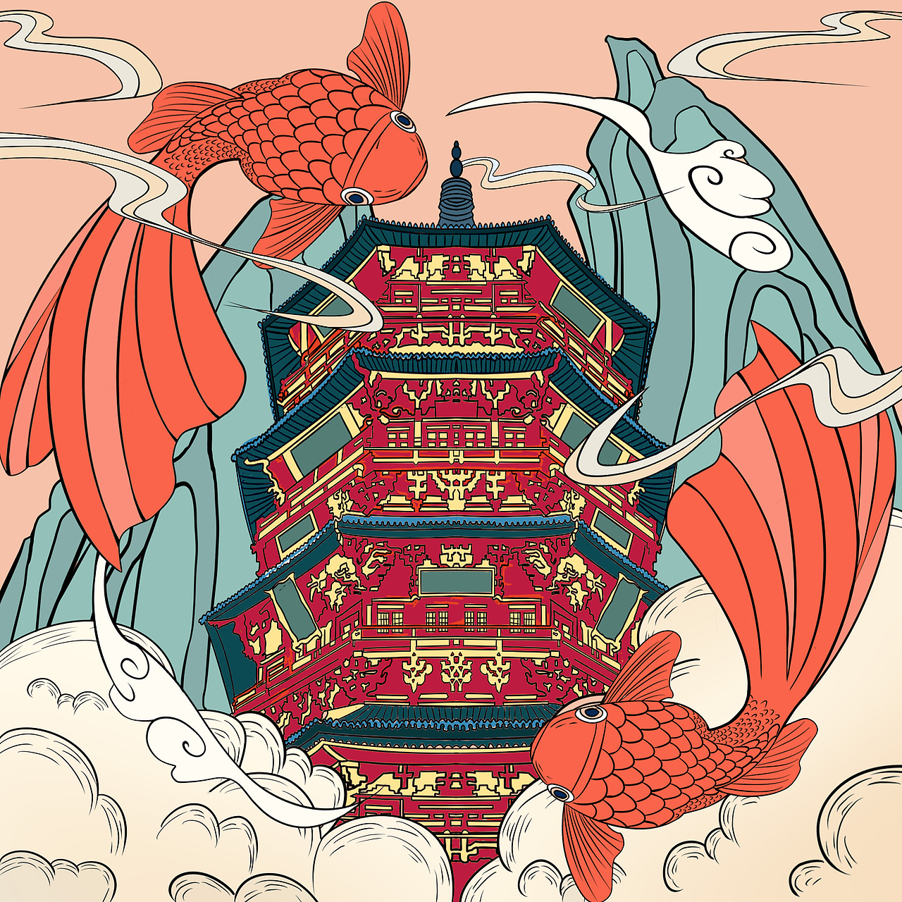 年年有鱼（图ZMjM5ODMyNjg0） - 商业插画 - 站酷设计师亲亲小黑原创素材 - 站酷ZCOOL