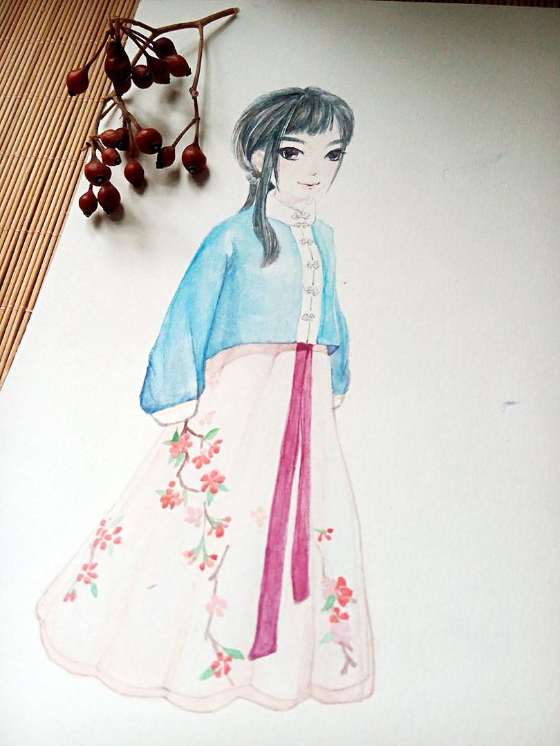 水彩汉服妹子