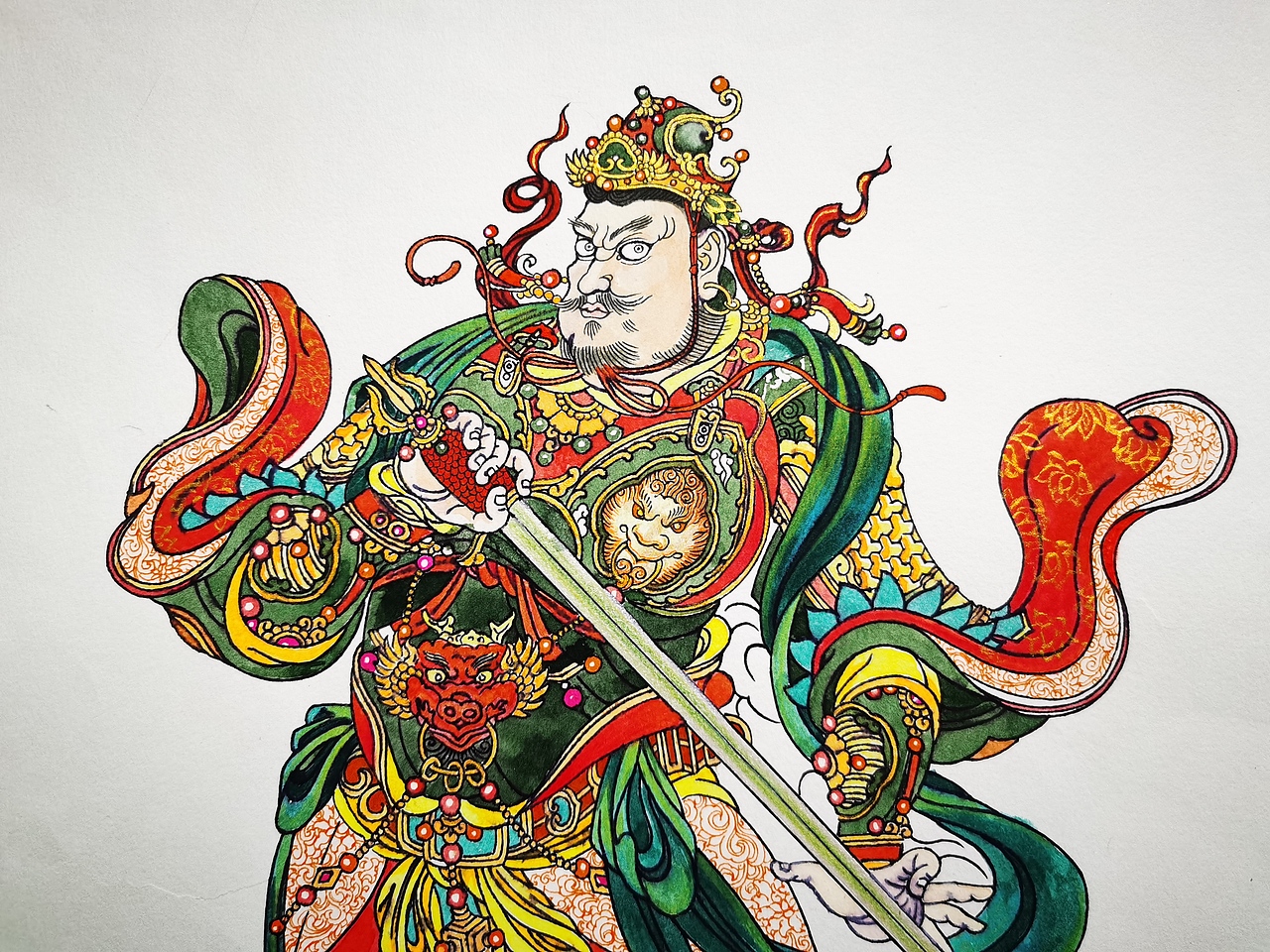 手绘国风之西方广目天王