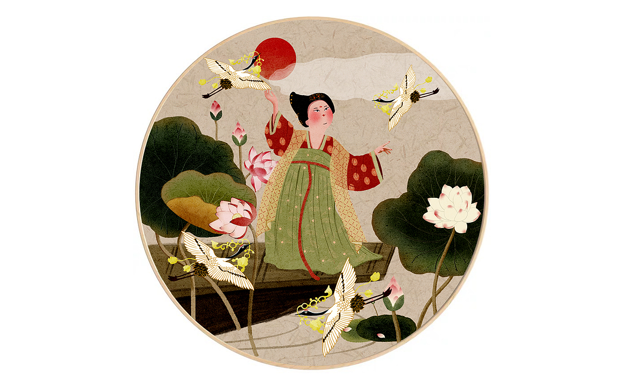《四鸾衔绶金银平脱镜·唐》(图ZMjIzNzM3MDY0) - 商业插画 - 站酷设计师邵小曼原创素材 - 站酷ZCOOL
