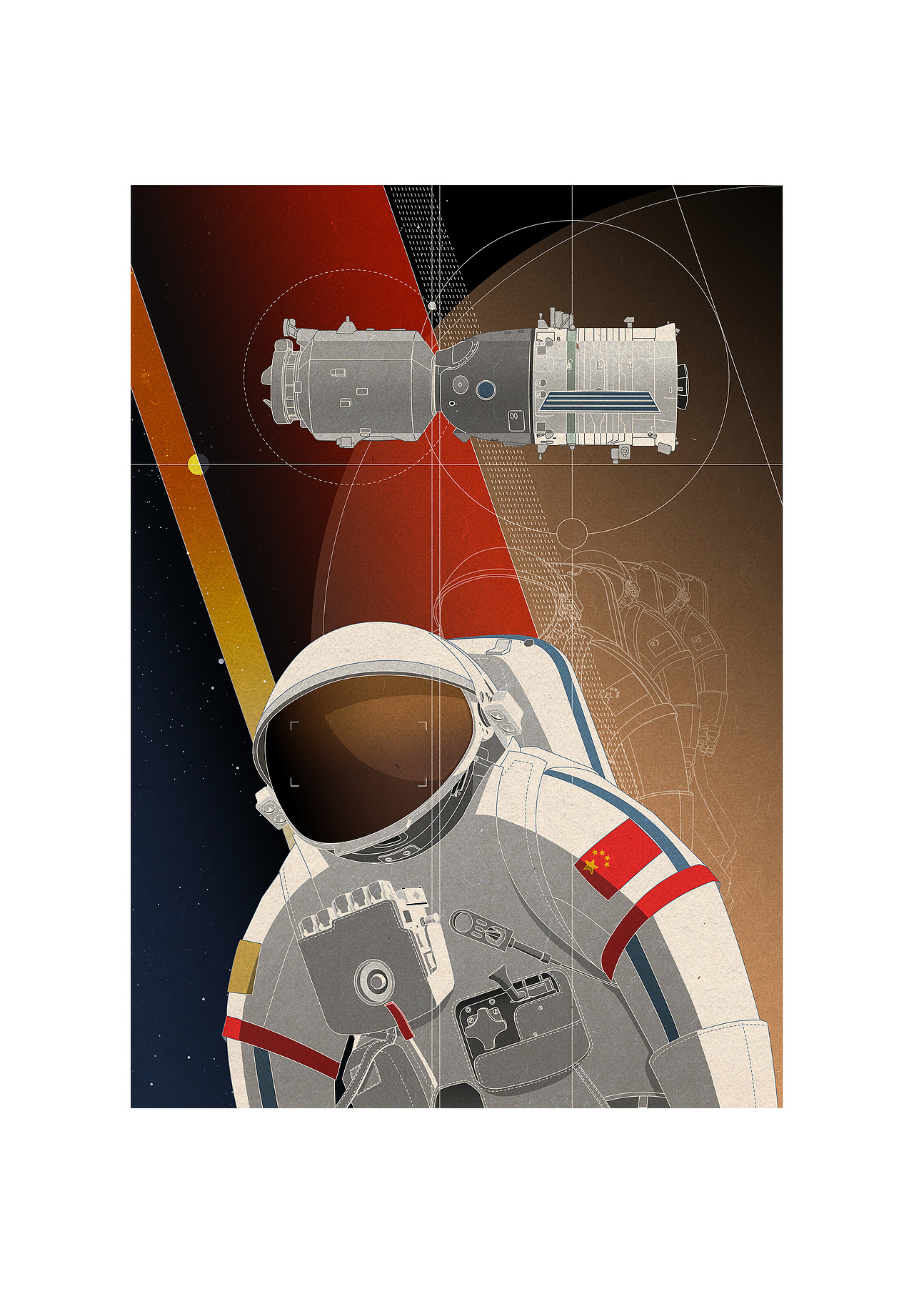 中国航天插画《大国航天2》_聂敦格-站酷zcool