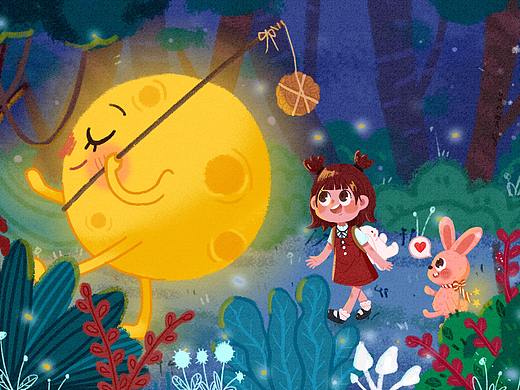 中秋插画-“月饼佬”拐卖小朋友啦