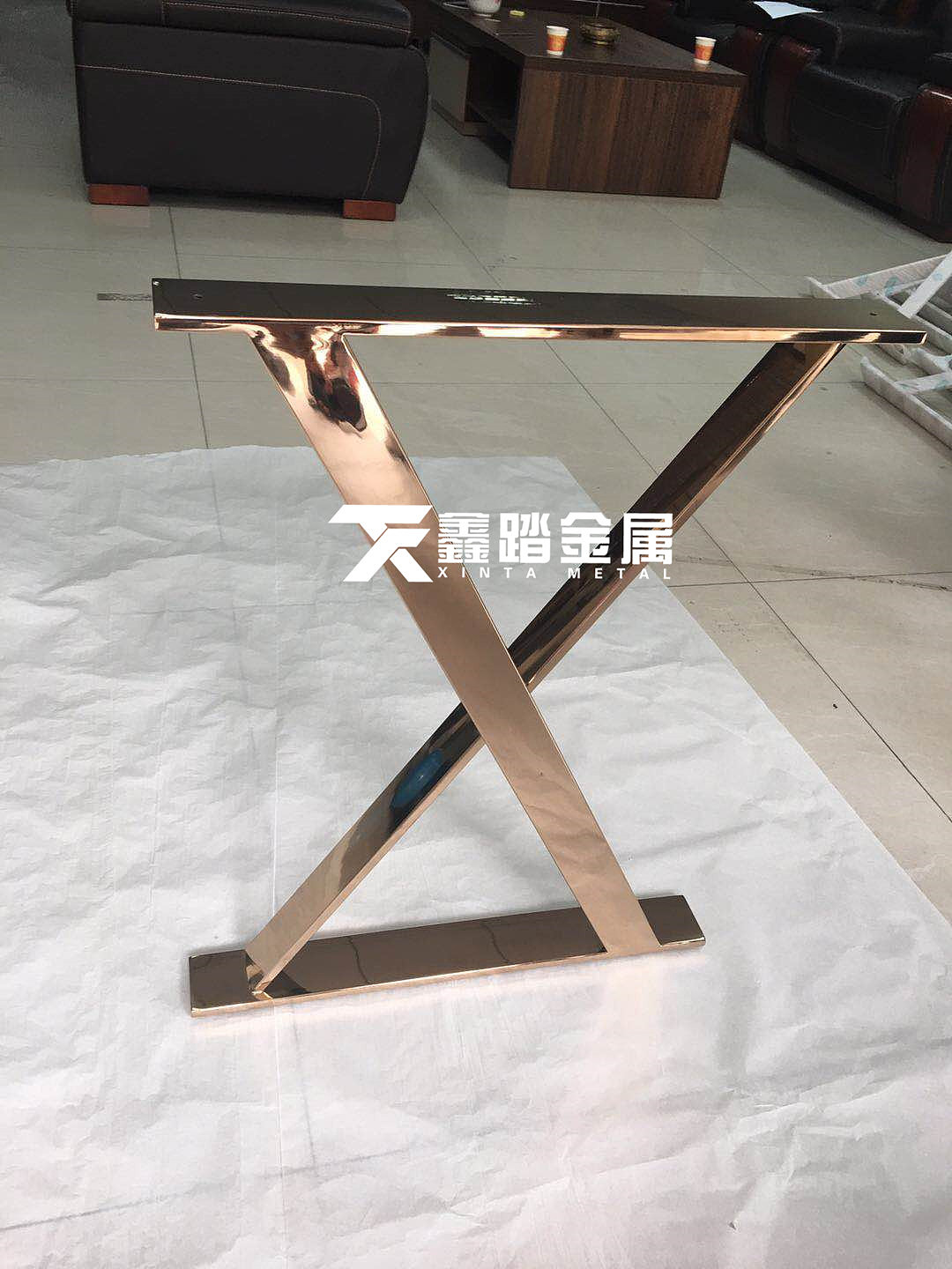 星级酒店大堂创意不锈钢茶几桌脚 镜面钛金不锈钢茶几