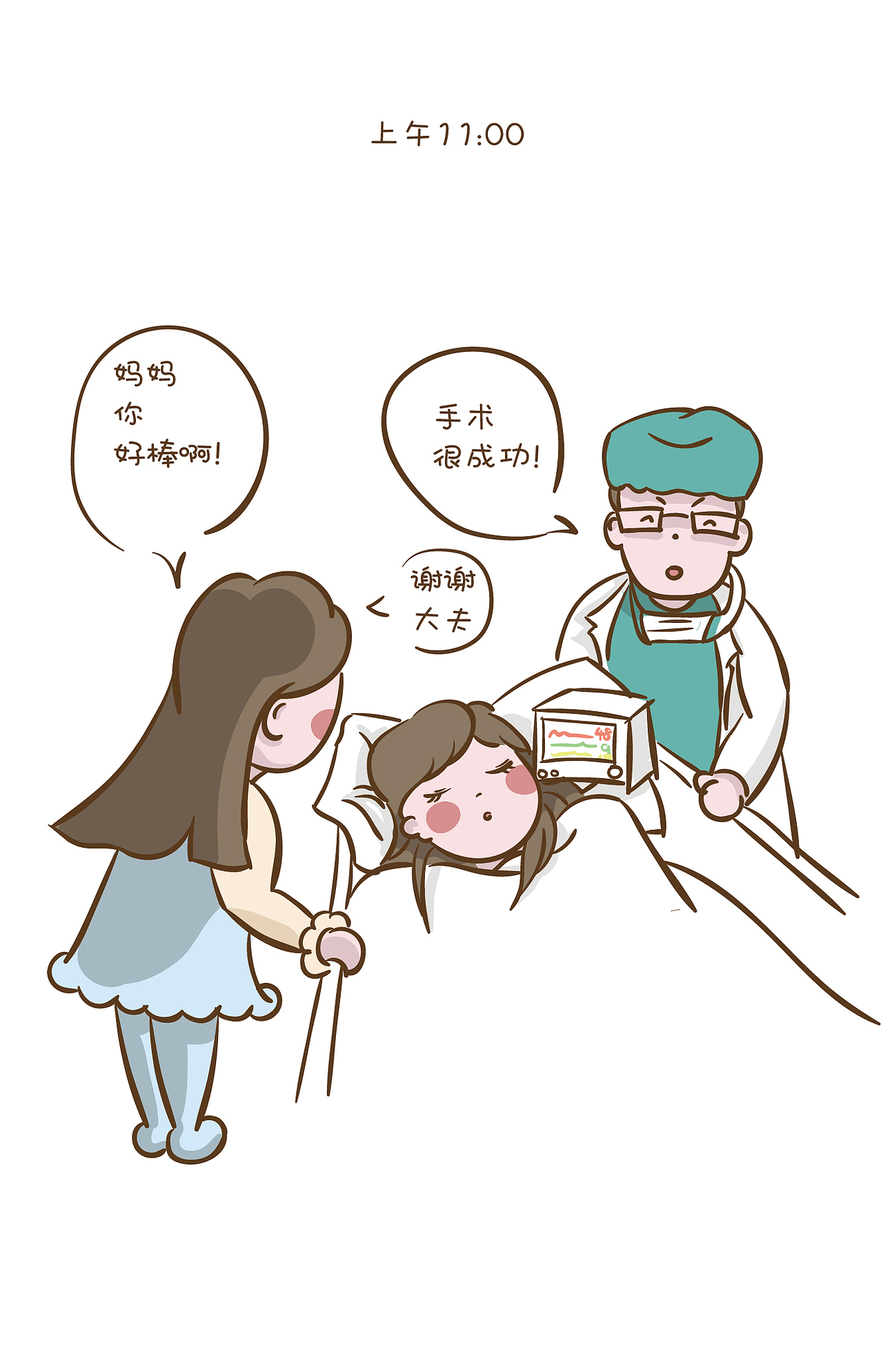 坚强的妈妈做手术(中)板绘日记