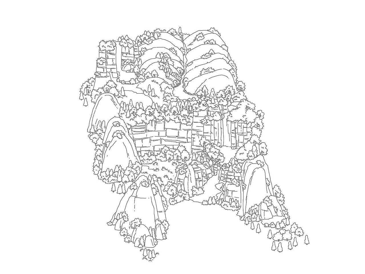 四面山景区旅游手绘地图-文创延展|插画|艺术插画|chenchen晓_原创