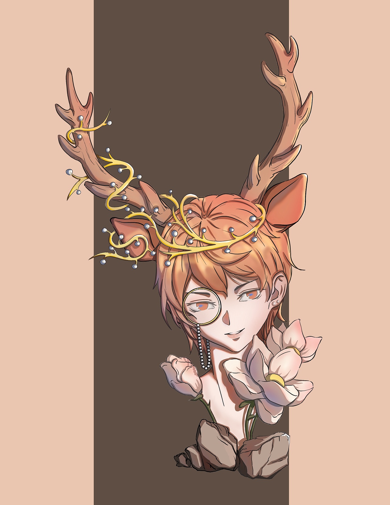 鹿角金丝眼镜斯文男头