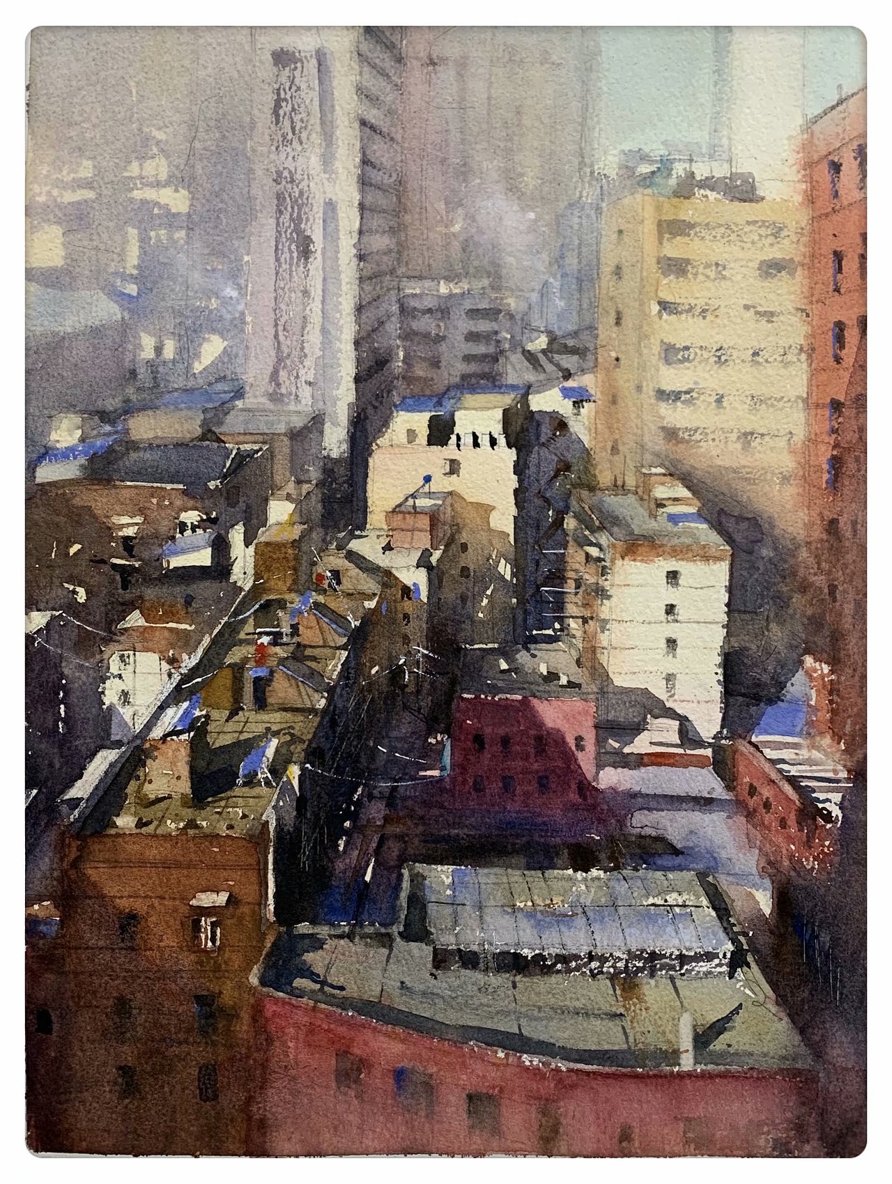 夏宇航水彩画城市的情绪
