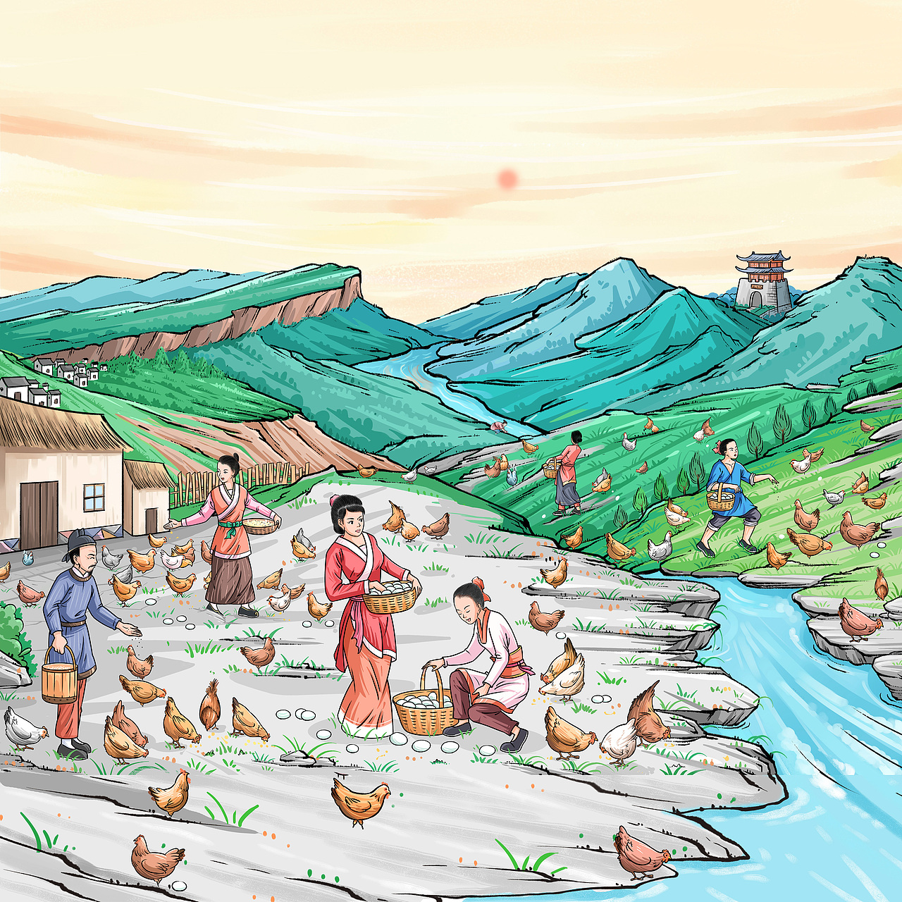 古代传统农业史迹|插画|商业插画|流川行者_原创作品-站酷zcool