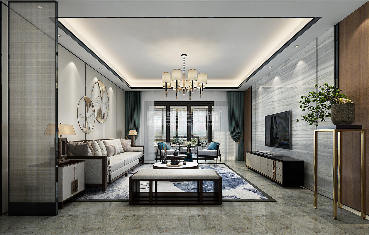 贵阳中铁逸都国际E区现代中式风格装修设计效果图!