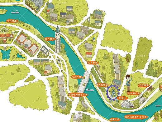 毗河湾系列手绘地图