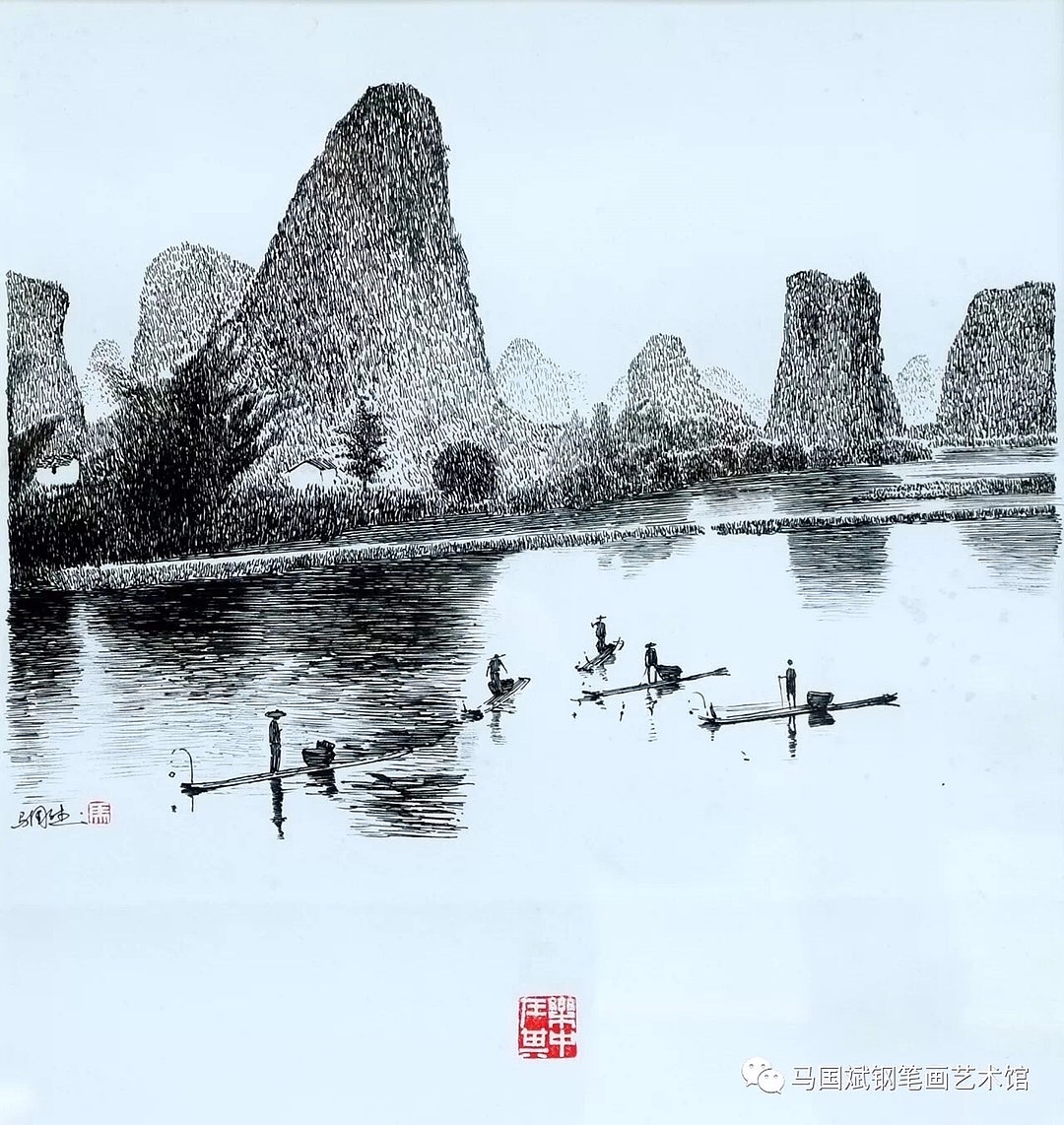 钢笔画:桂林山水系列!