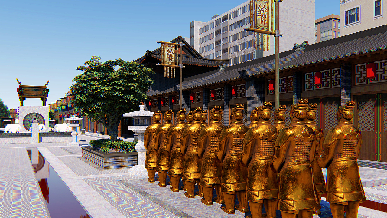 500米仿秦商业街（图ZMjA0MDI1OTQ4） - 建筑/空间 - 站酷设计师飞天红雪原创素材 - 站酷ZCOOL