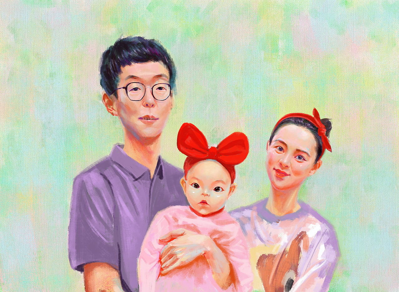 厚涂全家福（圖ZMjU5MTI2MDEy） - 創(chuàng)作習(xí)作 - 站酷設(shè)計師餃子湯兒原創(chuàng)素材 - 站酷ZCOOL