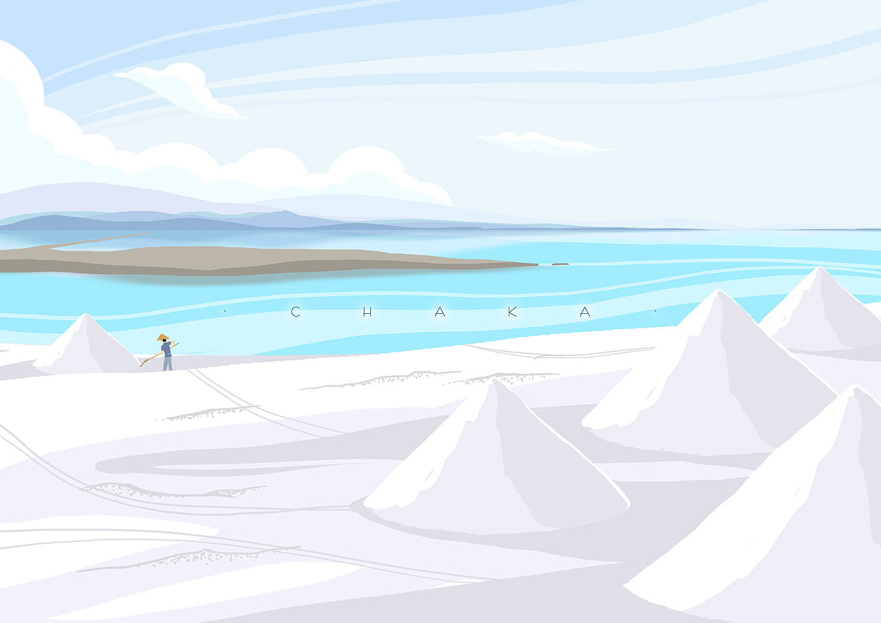 天空之境 · 茶卡（图ZNDU0ODMzNTI=） - 商业插画 - 站酷设计师小爺XIAOYE原创素材 - 站酷ZCOOL