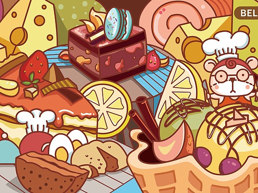 甜品店商业插画