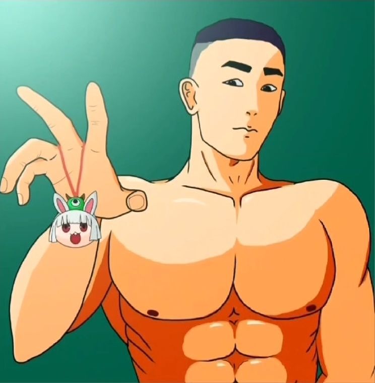 那个男人不知道从哪里找到一个奇怪的兔子吊坠🐰🐸