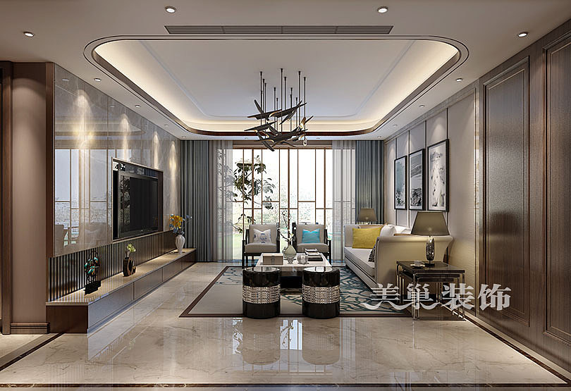 瀚海晴宇装修180平现代简约风格装修样板间欣