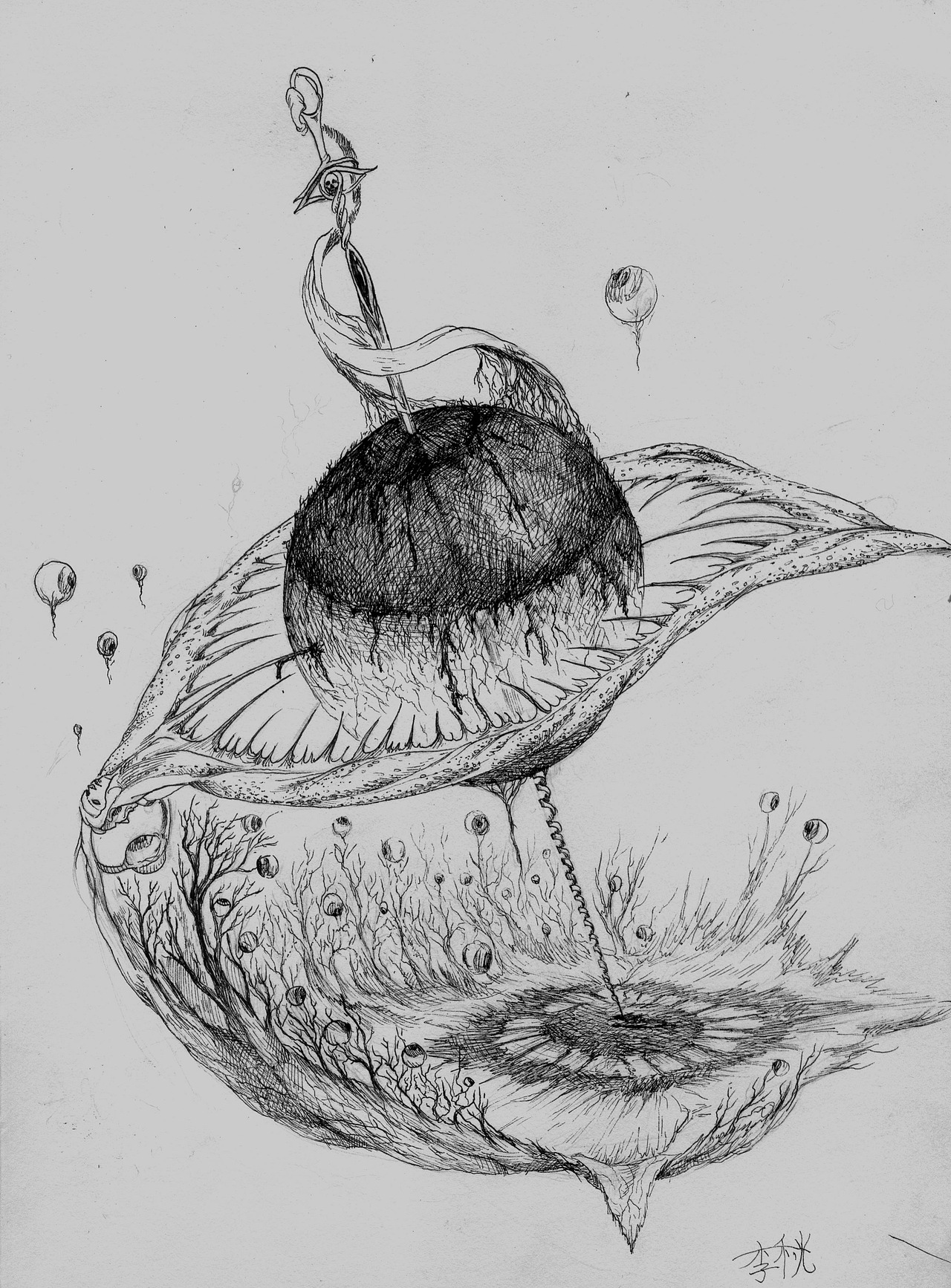 以巨大的眼球和周围环绕的针刺形成眼眶.美瞳的发展到底是美?还是刺?