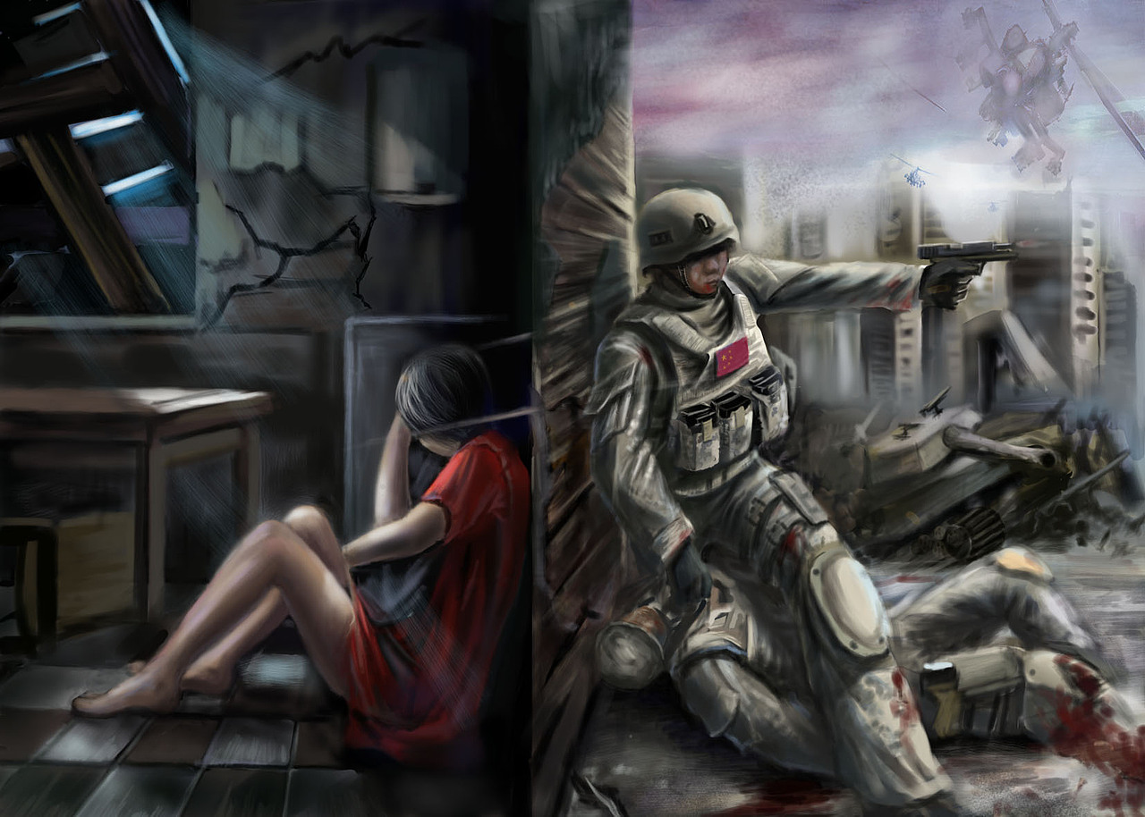 反战|插画|创作习作|alongi_原创作品-站酷zcool