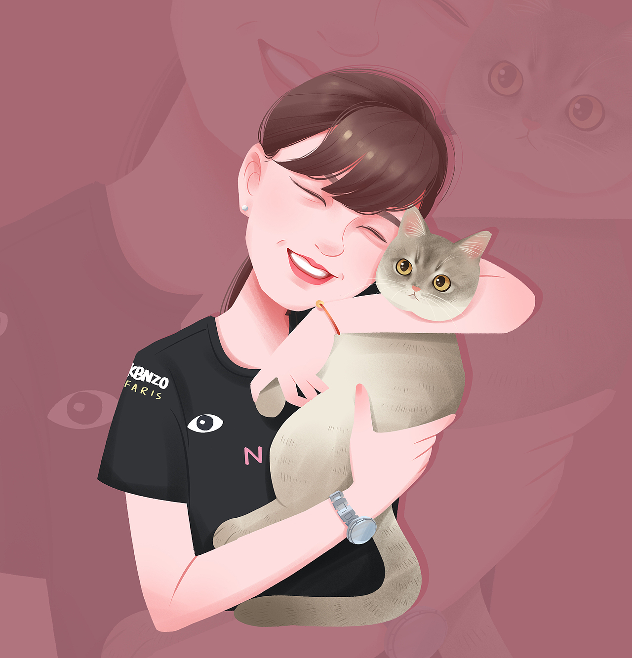 她和她的猫咪们（图ZMjA2NjgyMDY0） - 艺术插画 - 站酷设计师梦铺子原创素材 - 站酷ZCOOL