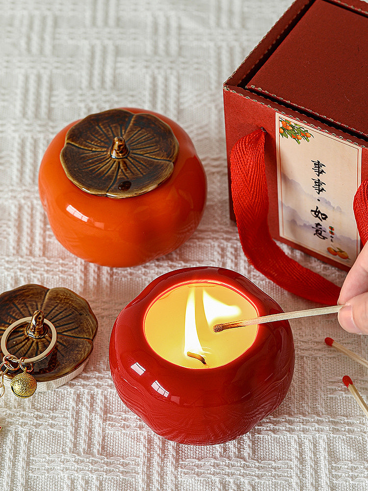 柿子蜡烛摆件#静物拍摄|家居装饰品产品拍摄