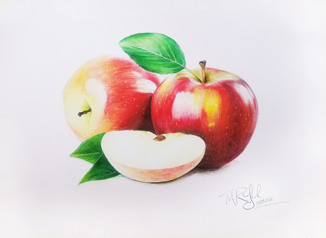 彩铅苹果|纯艺术|绘画|mryu钰先生_原创作品-站酷zcool