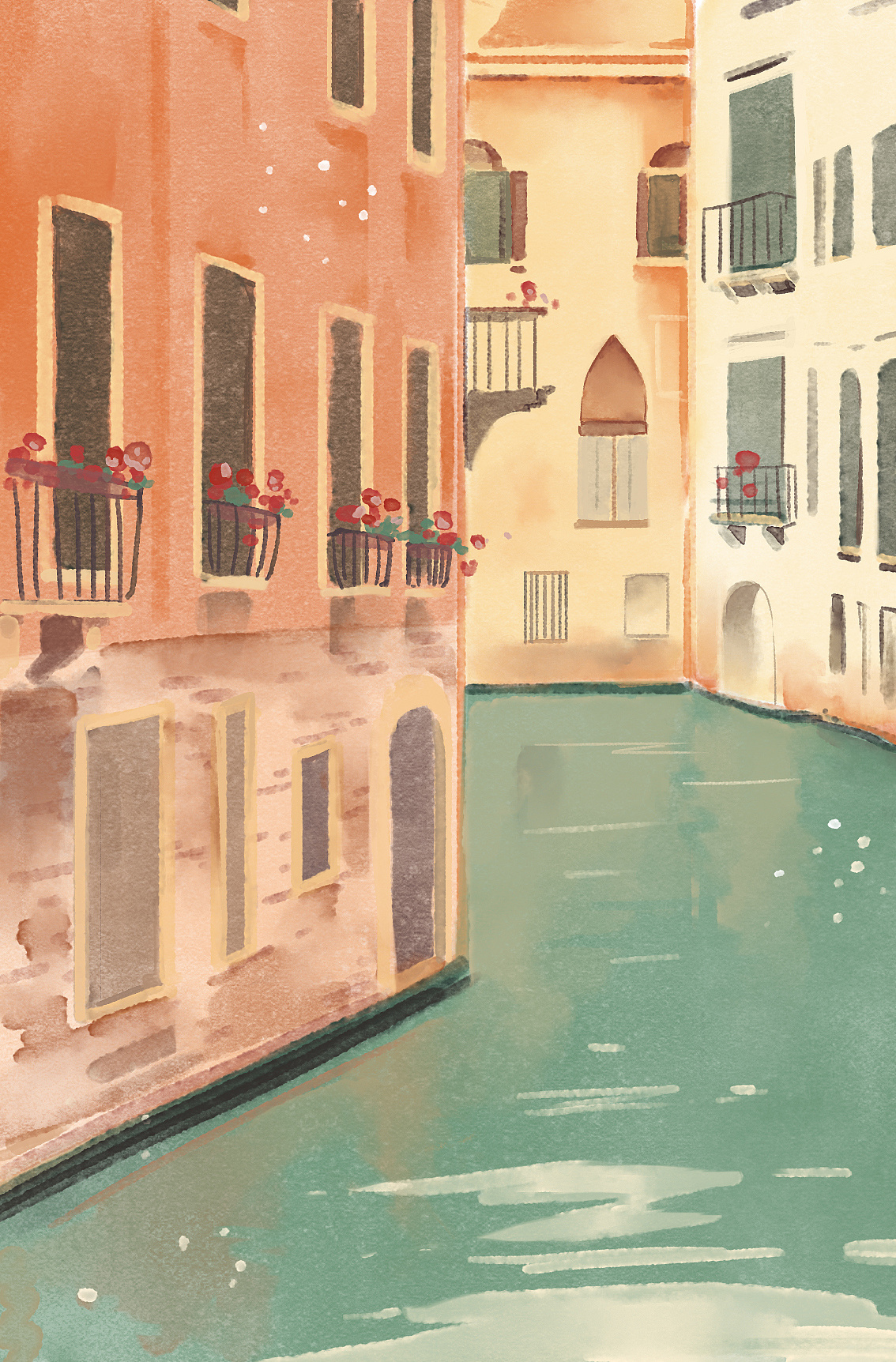 水彩风场景插画-闲景余忆