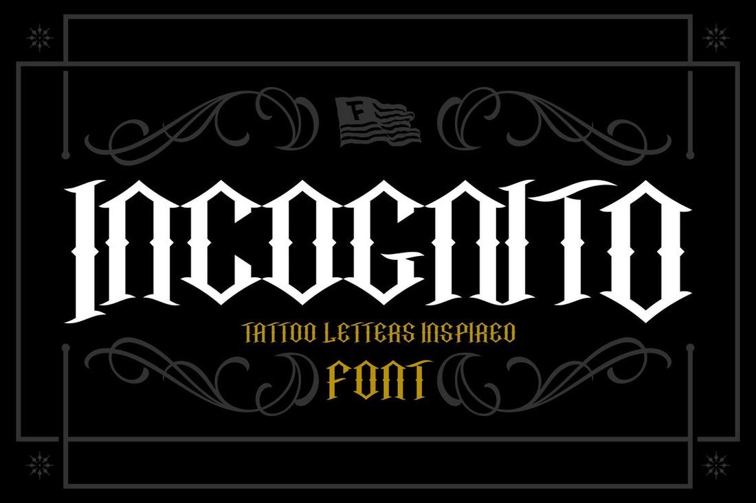 – gothic tattoo fontdarklands是一款美丽的哥特式暗黑风格的字体