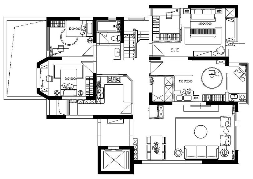 安阳自建别墅430平美式乡村风格装修需要多少钱---平面布局图