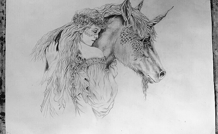美人与马(素描)|纯艺术|绘画|malilide123_原创作品-站酷zcool
