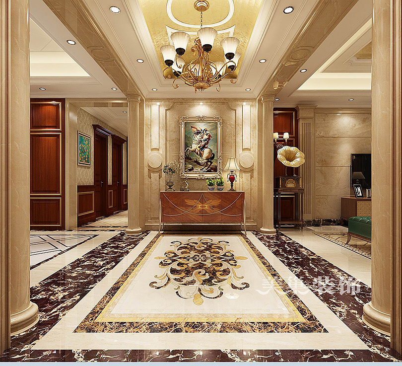 海马壹号公馆240平五室两厅美式乡村案例——效果图