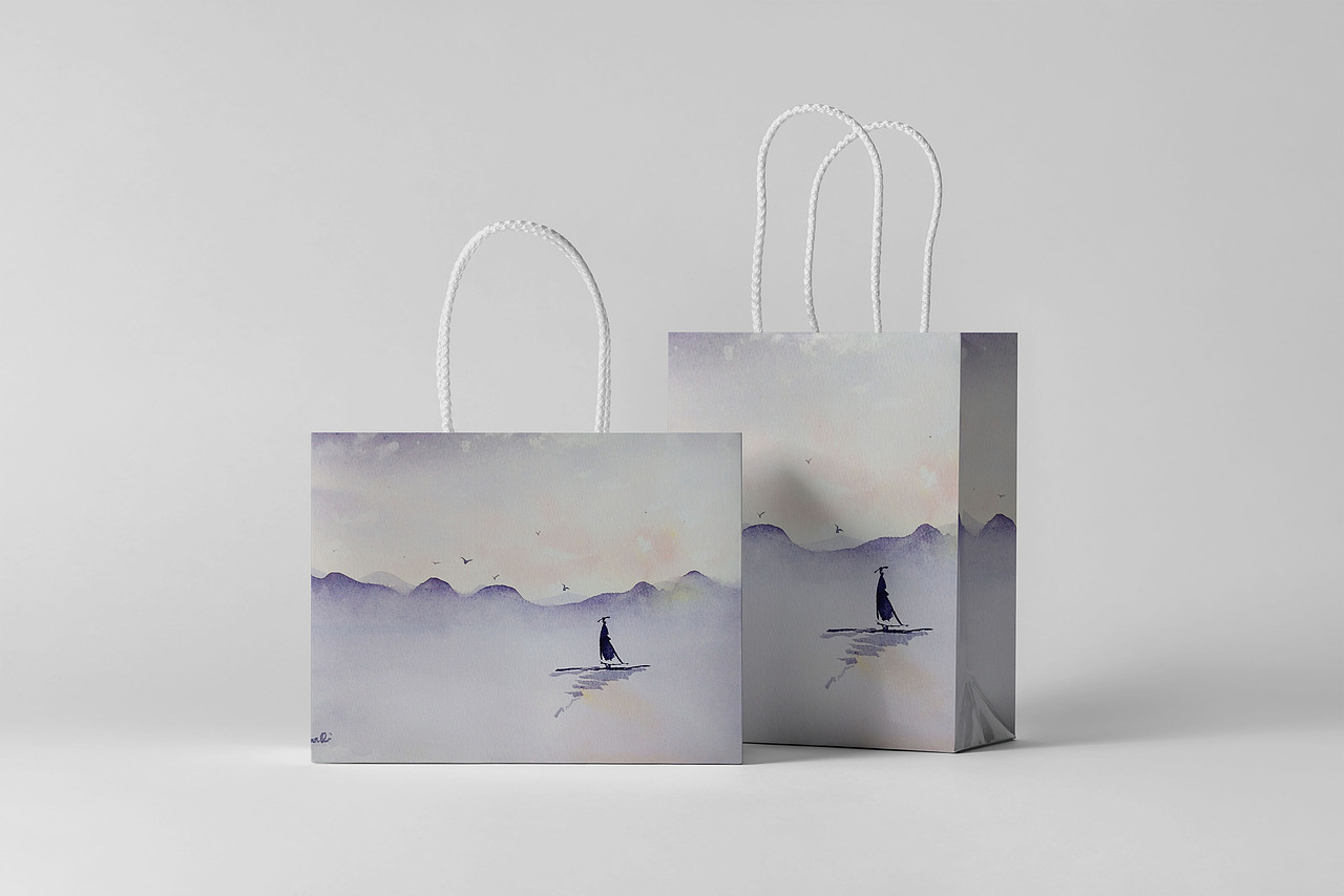 【作品合集】将自己的水彩画做成了礼品包装袋的样子