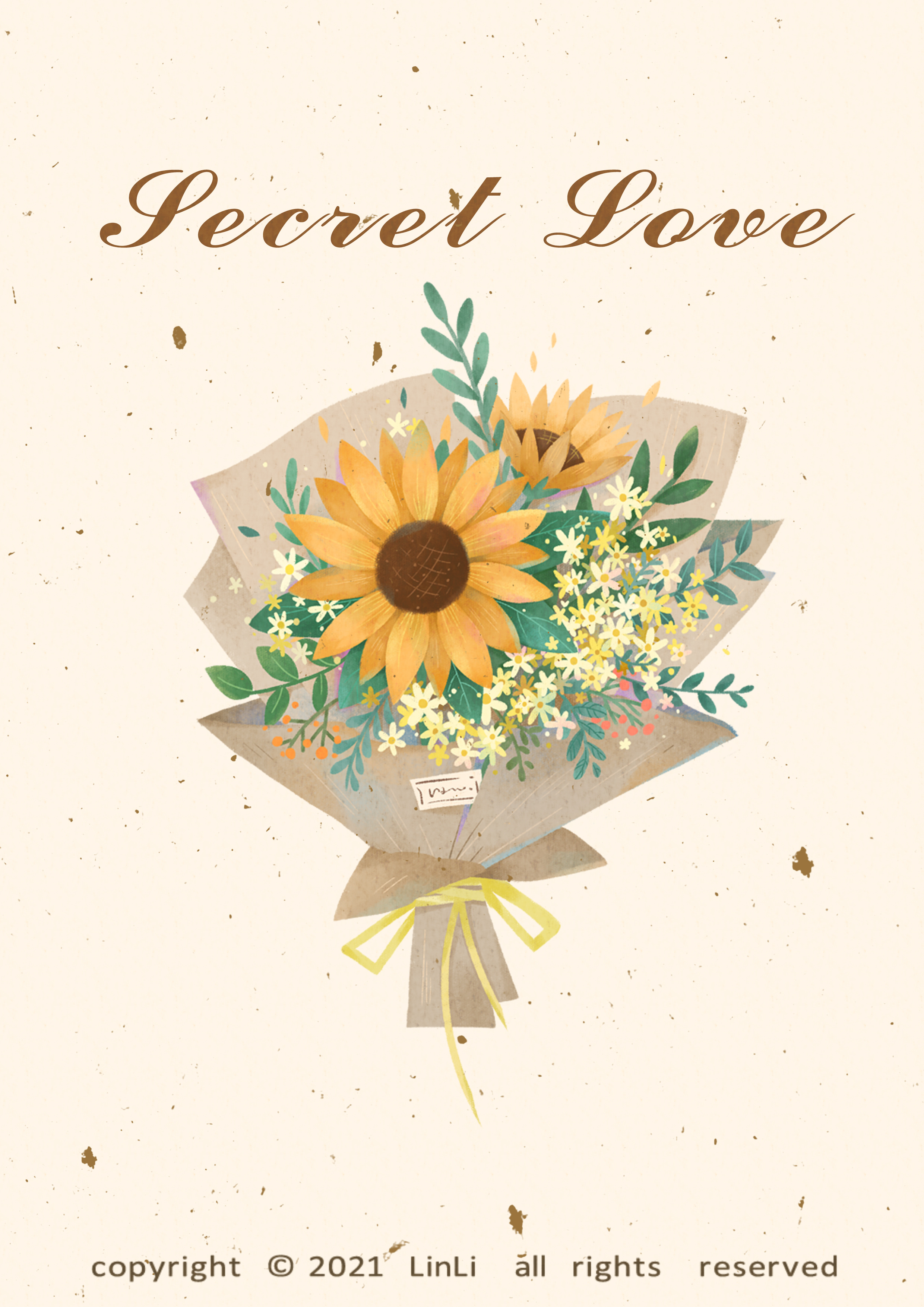 原创插画花束练习(向日葵)