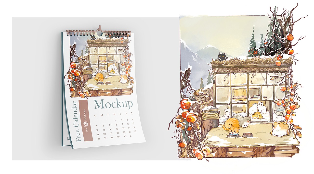 关于猫的水彩插画