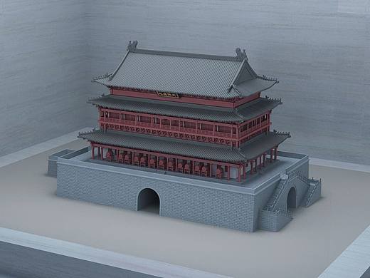 西安钟楼鼓楼(个人主页-ZNjg0MDAwMzI=) - 建筑/空间 - 站酷设计师云墨3D打印设计原创素材 - 站酷ZCOOL