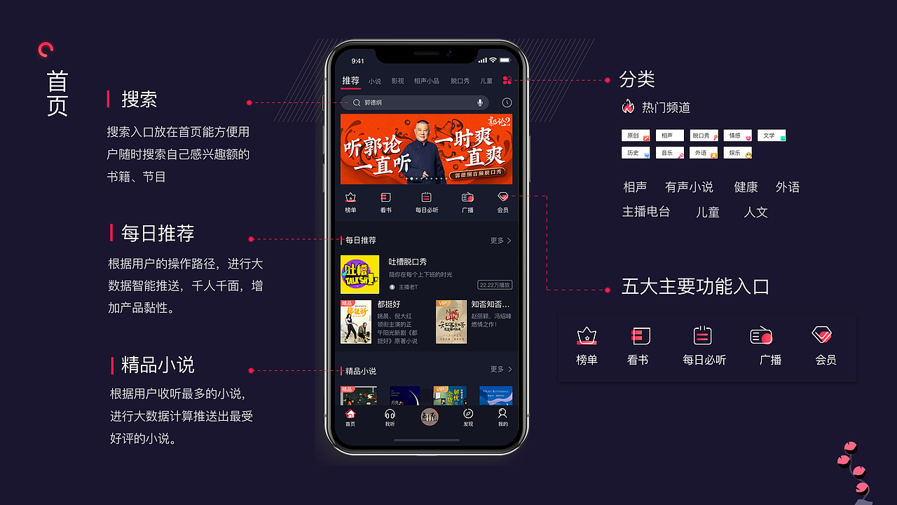 悦听 一个听书、听相声app（图ZMTU4OTgzMDI0） - APP界面 - 站酷设计师Vis慧子原创素材 - 站酷ZCOOL