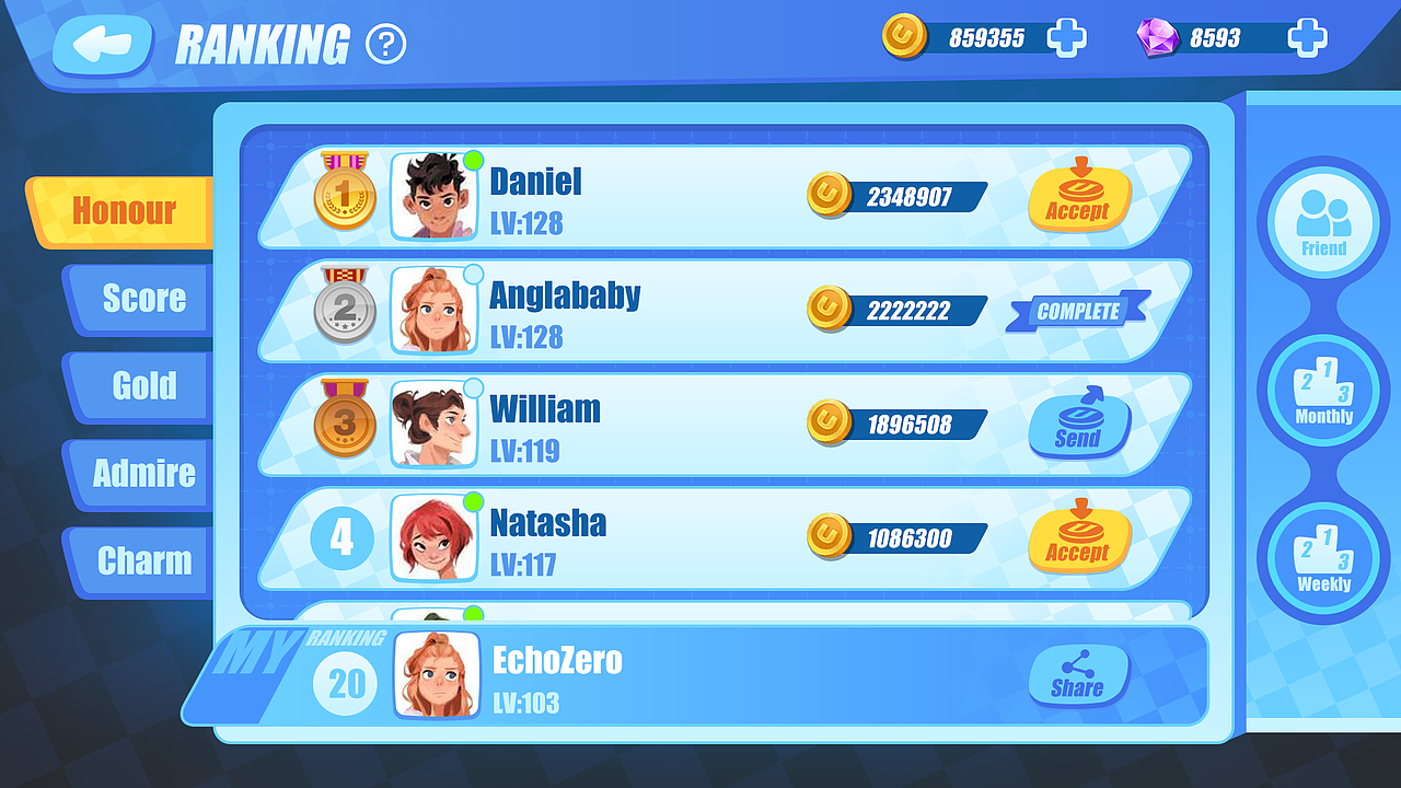 19年欧美卡通扁平休闲卡牌游戏排行榜界面