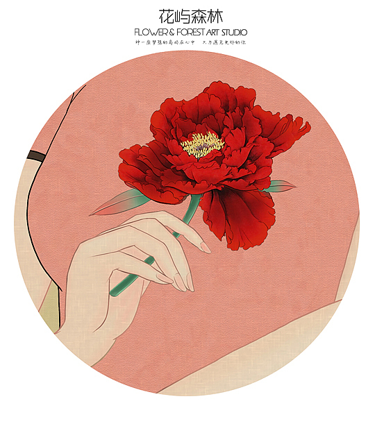 中国工笔画风格商业插画-美人依旧