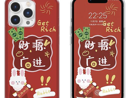原创兔年手机壳插画