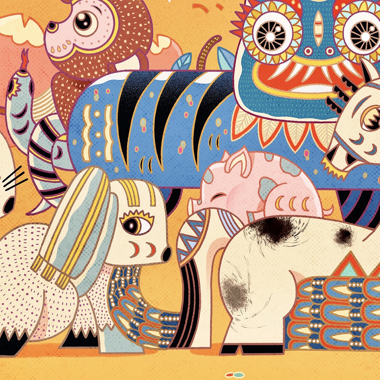 《团圆》 | 十二生肖插画（图ZMjUwOTY2OTUy） - 创作习作 - 站酷设计师曾亦心原创素材 - 站酷ZCOOL