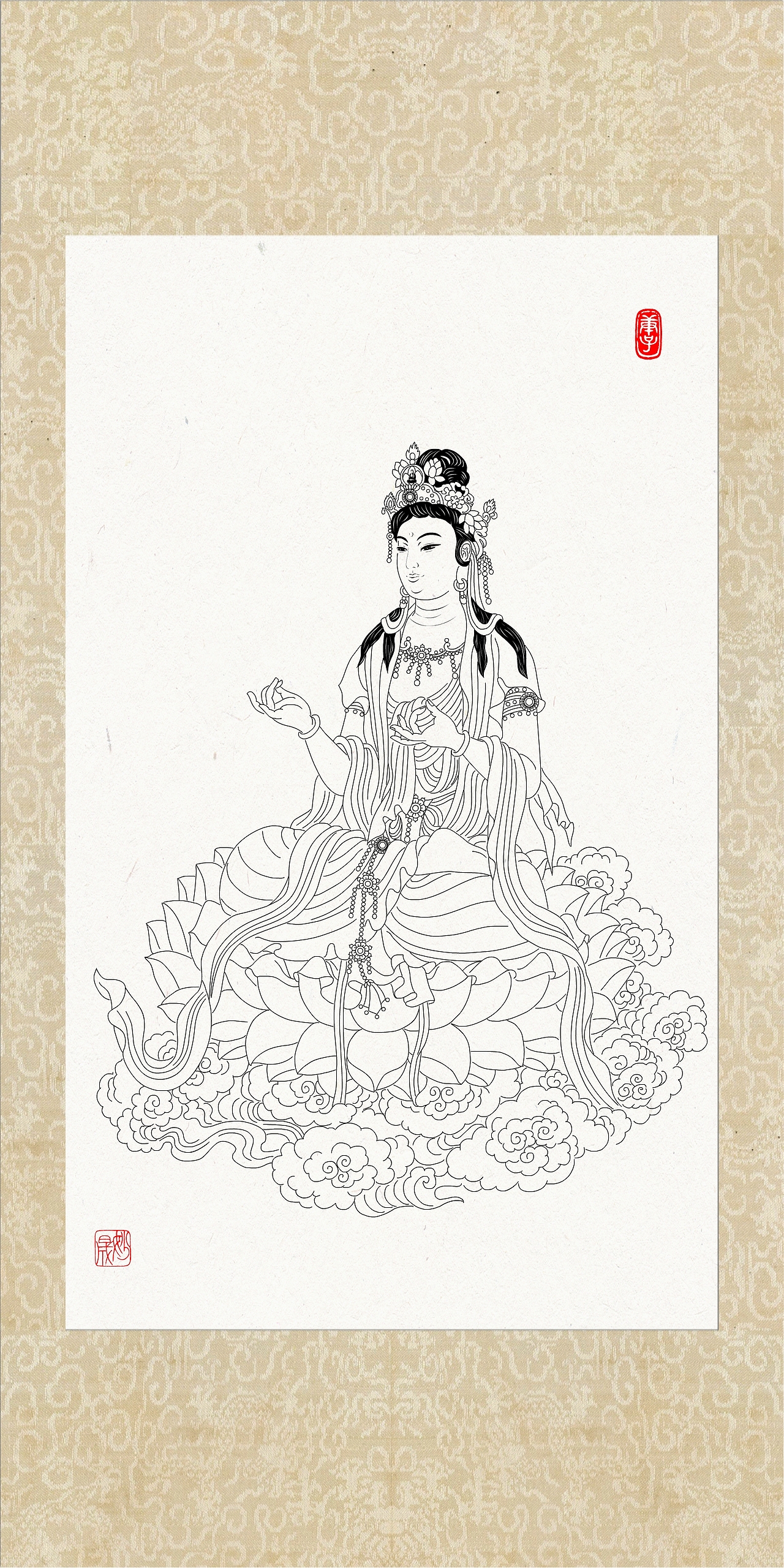 观音画像（图ZMTk5NzQ0ODAw） - 绘画 - 站酷设计师yjs20200220原创素材 - 站酷ZCOOL