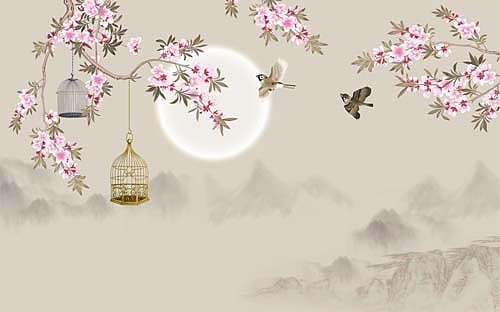 2023花鸟（图ZMzI4NzgwMDQw） - 商业插画 - 站酷设计师新中式纱画图库原创素材 - 站酷ZCOOL