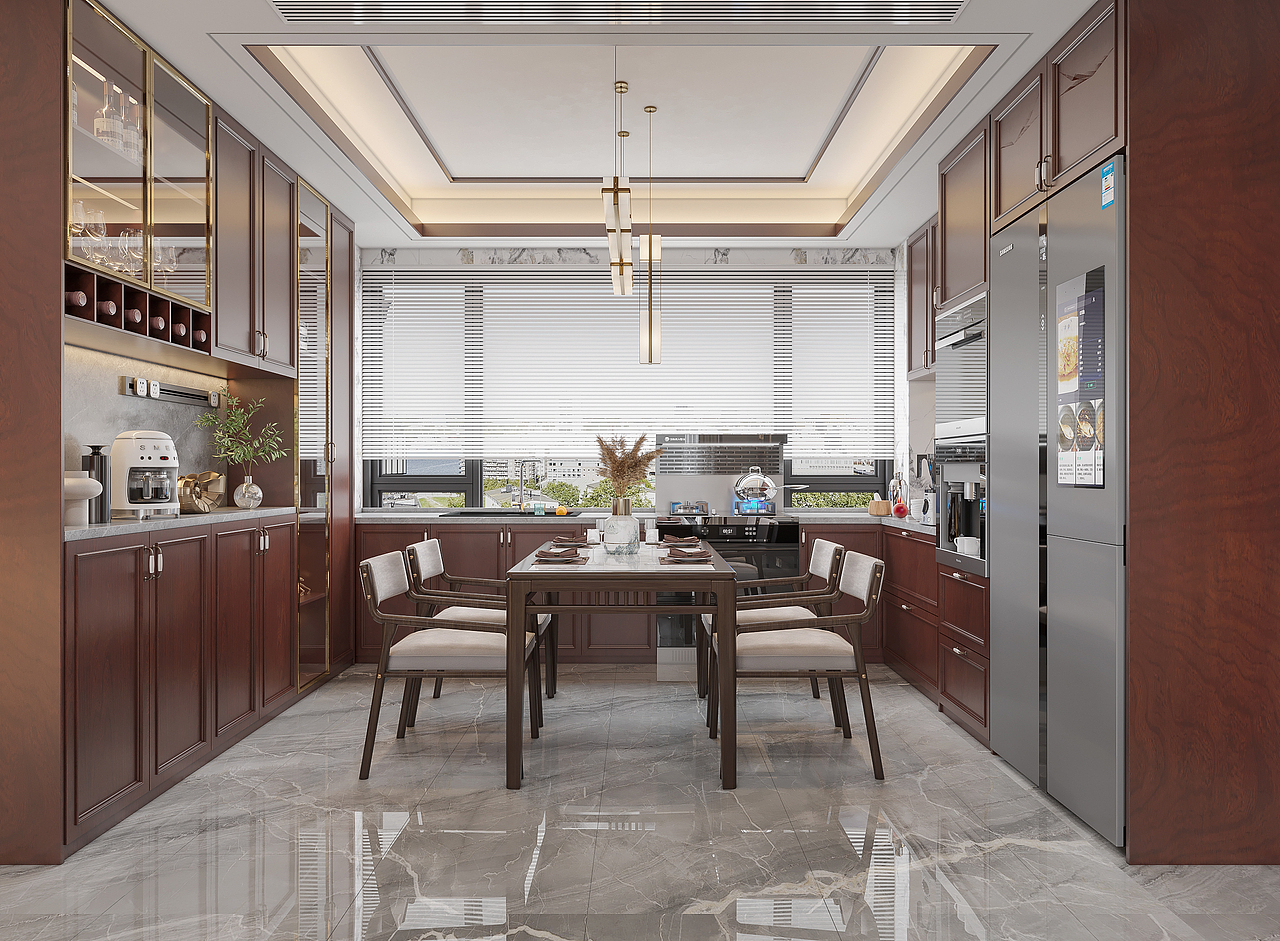 新中式风格客餐厅—择木创建柒柒效果图